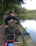 Michael landing his first carp